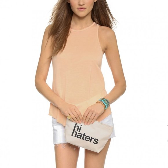 'Hi Haters' Statement Bag Canvas Pouch Clutch, NWT - Picture 2 of 7